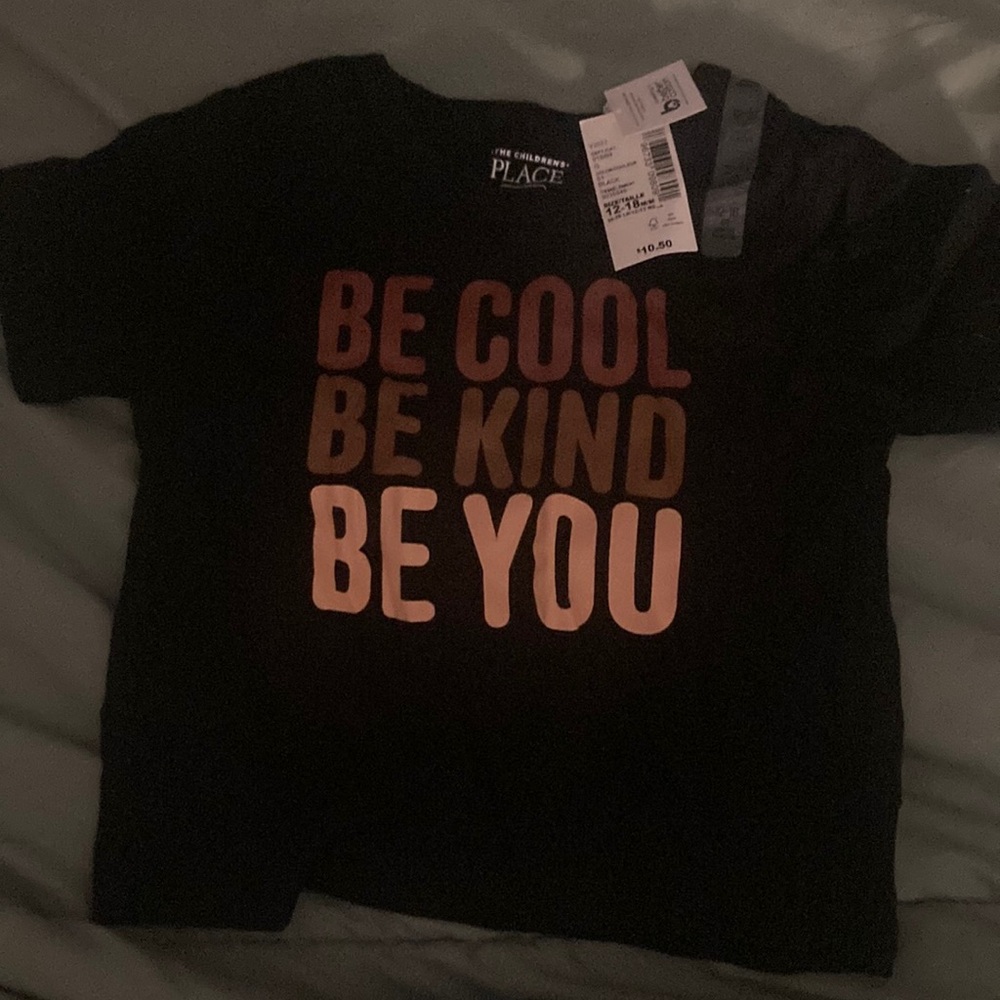 The Children's Place Black Short Sleeve Tee with Inspiring Message